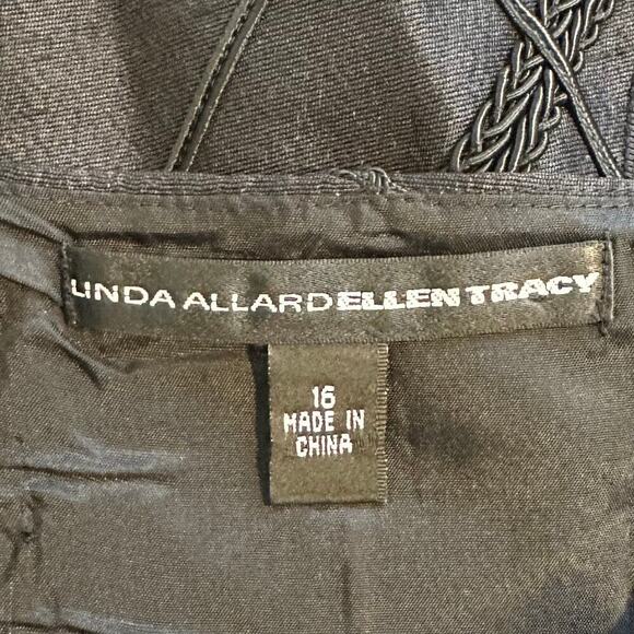 NWOT Linda Allard Ellen Tracy Silk Applique Sleeveless Black Top 18 - Picture 3 of 8